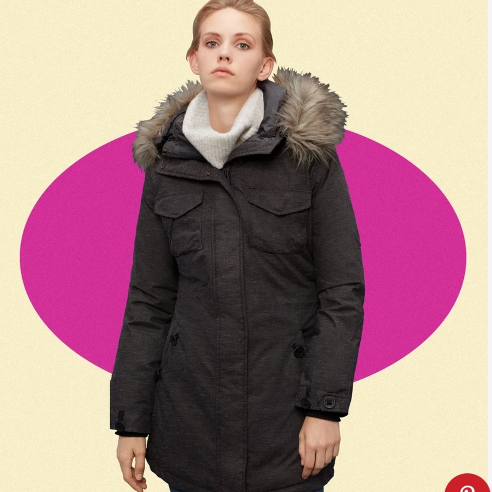 Aritzia Black Parka with Fur Trim